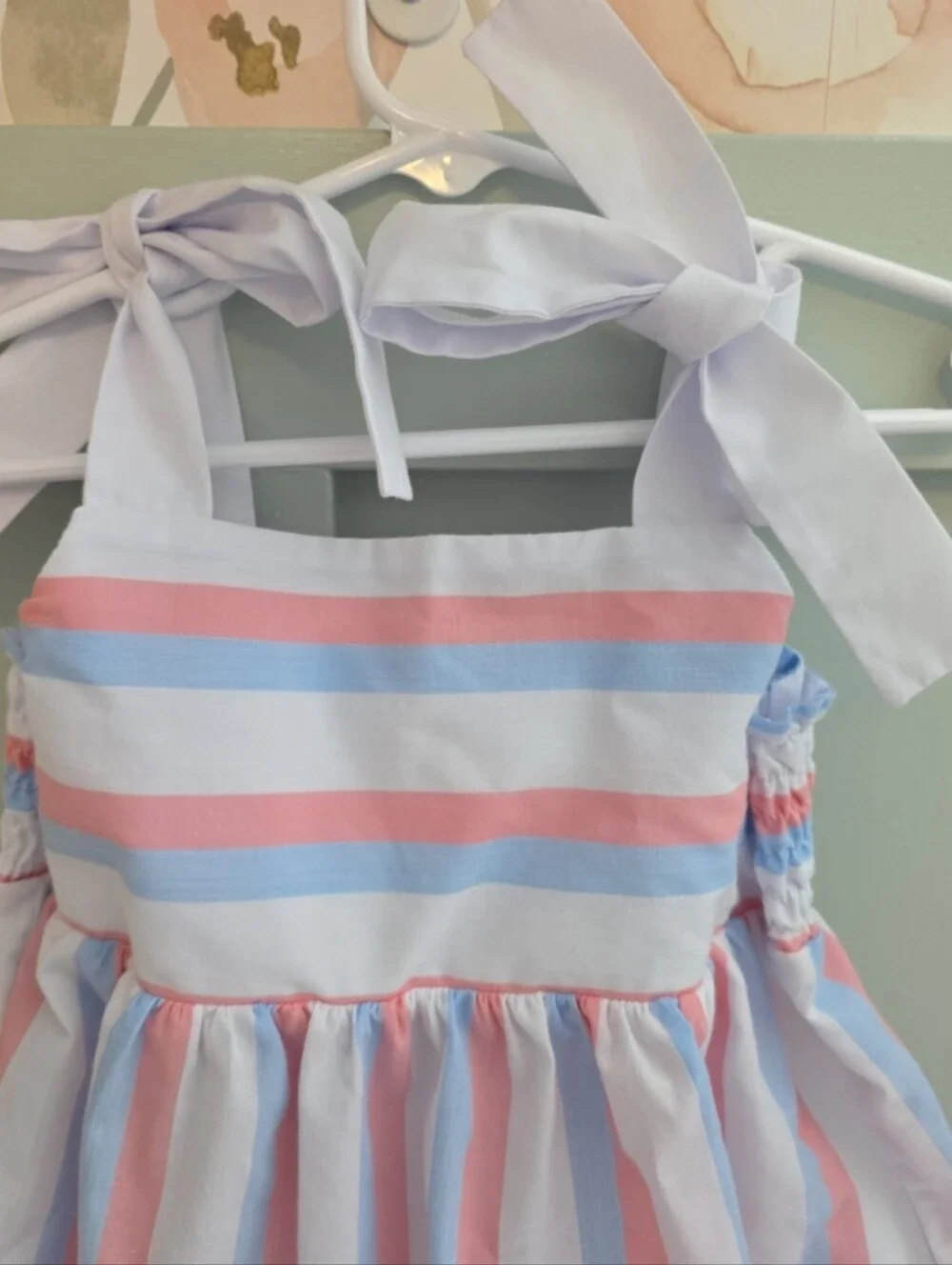 The Beaufort Bonnet Company 4t Striped Tie-Shoulder Sundress Pastel Pink & Blue